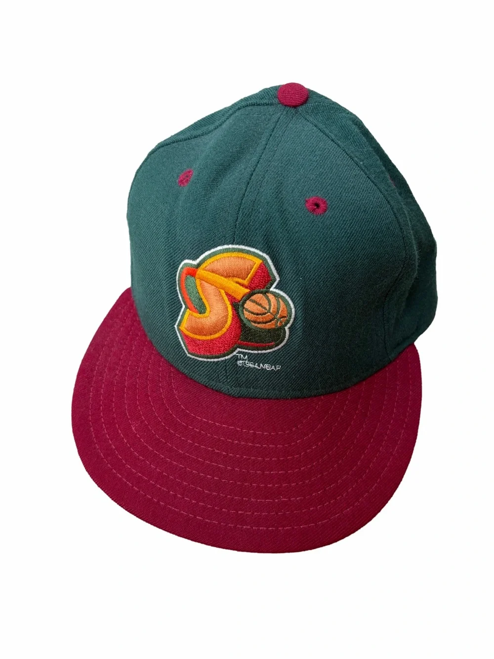 Vintage 1994 New Era 5950 Size 7 Seattle SuperSonics NBA Green Fitted Wool Hat